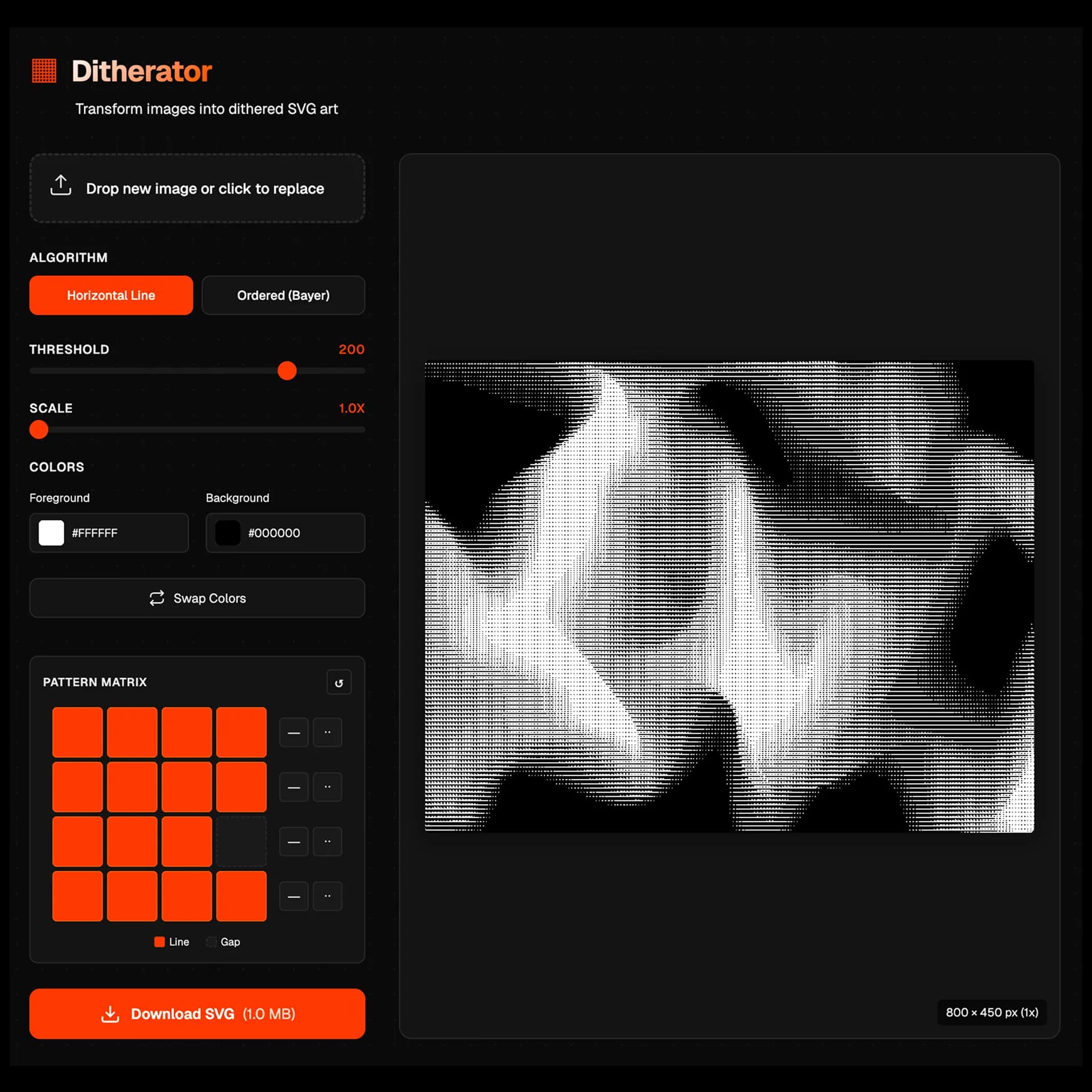 Custom tool for generating dithered images