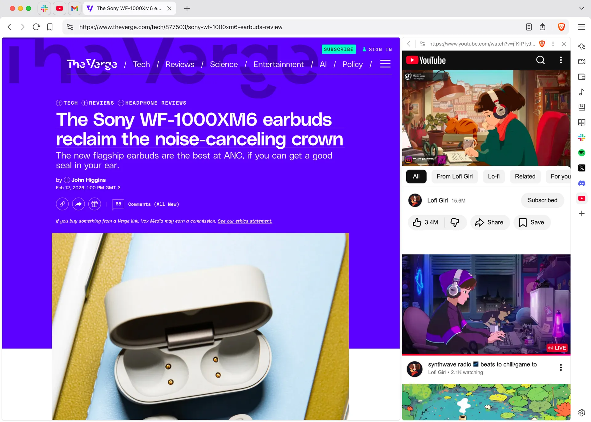 Sidebar browsing let's you have a persistent tab open on the side while you navigate the web.